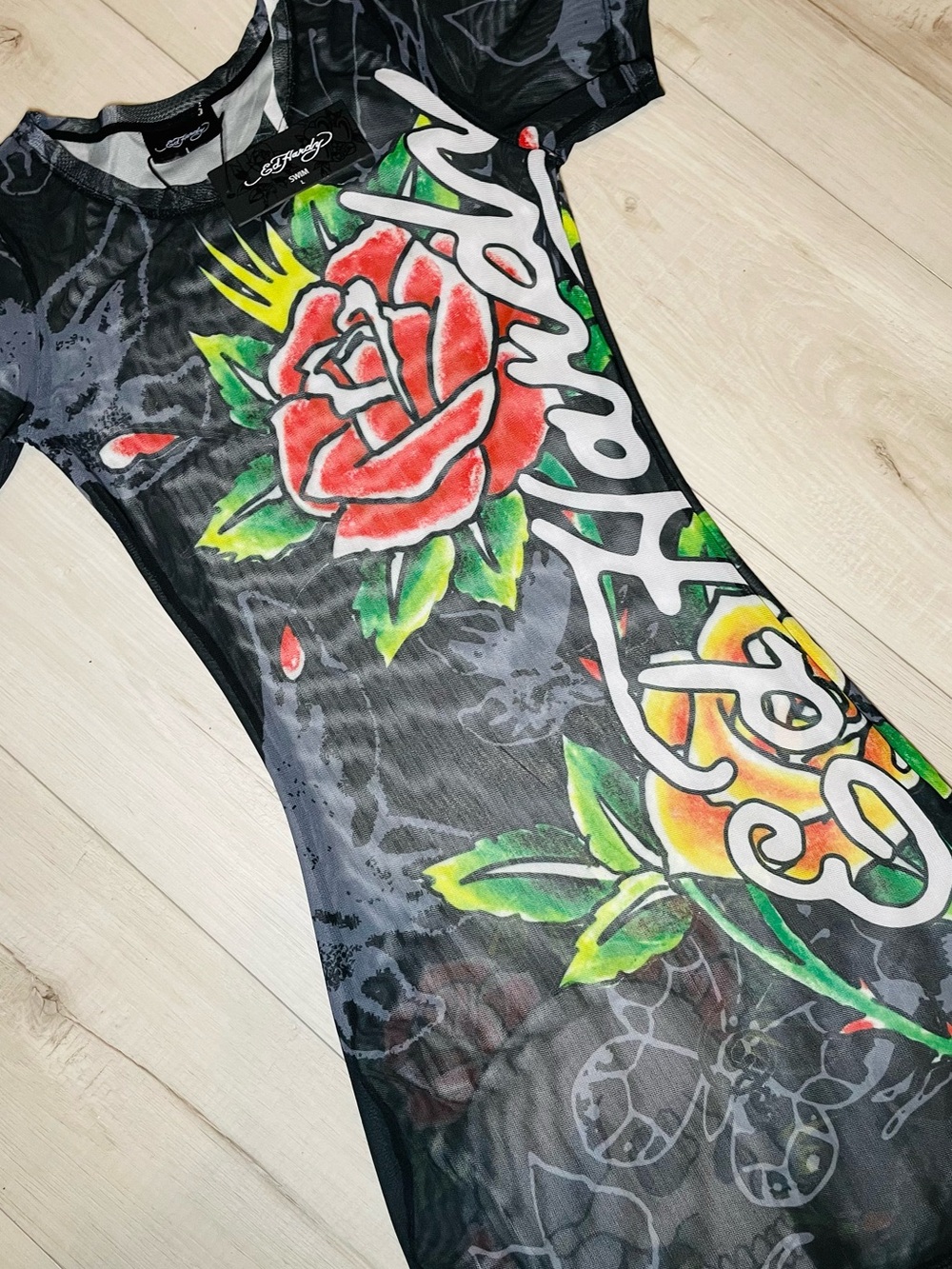 Ed Hardy - Black Mesh Swim Coverup 🥀 ☠️ NWT Size L